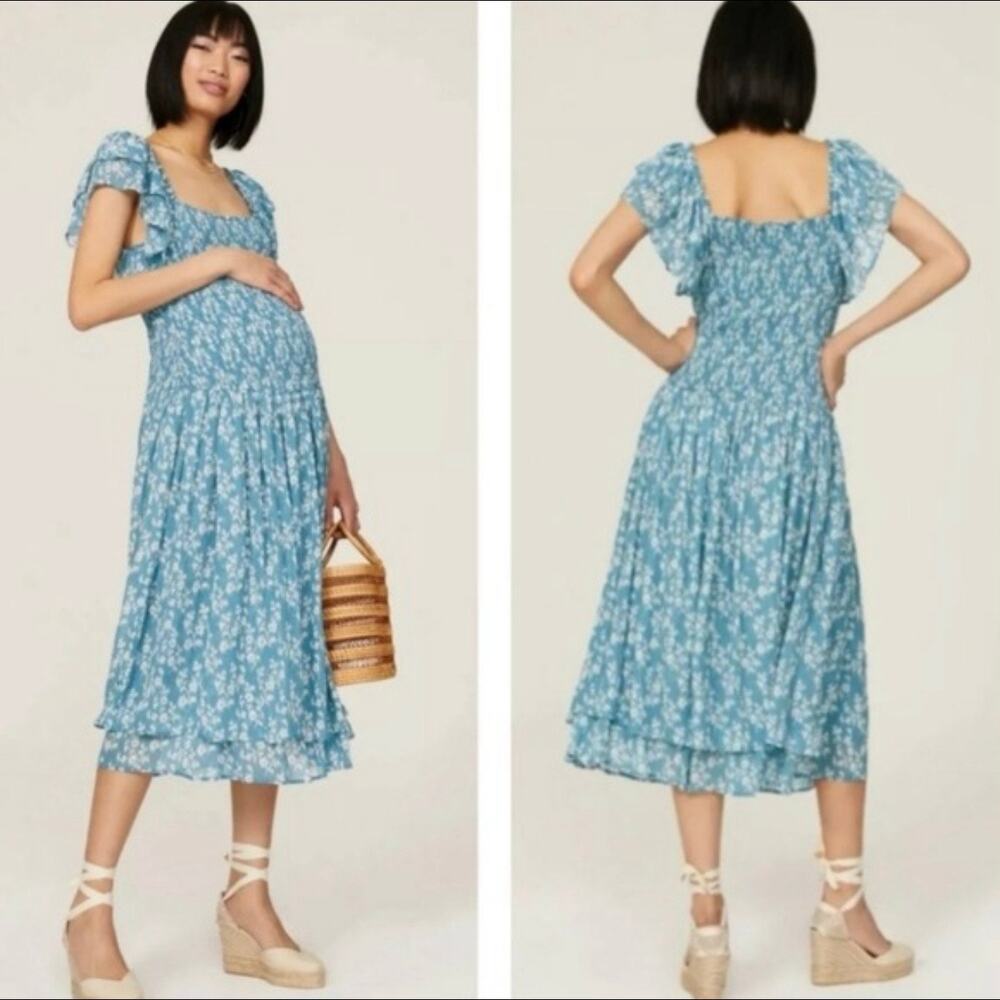 Hatch The Cosette Maternity midi Dress blue size 2 M New